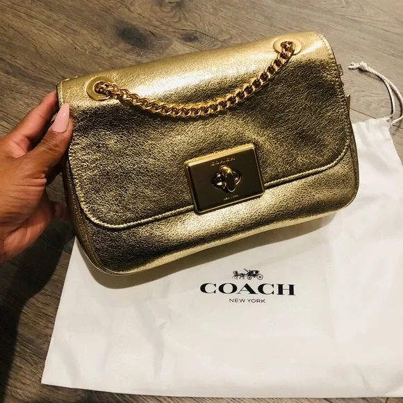Coach | Bags | Coach Metallic Leather Gold Shouldercrossbody  display picture 2
